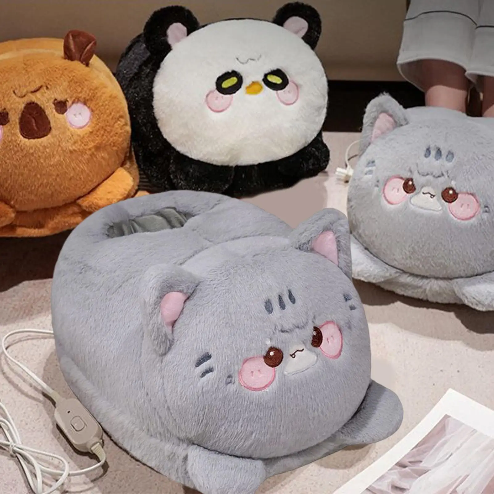 

Electric Foot Warmer Cartoon Electric Heating Warmer Under Desk Winter Warming Shoes for Daily Adults Kids Dorm Cold Weather