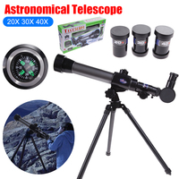 20X 30X 40X Astronomical Telescope Refractor Monocular Long Range Binoculars Science Teaching Aids Eyepiece for Kids Children