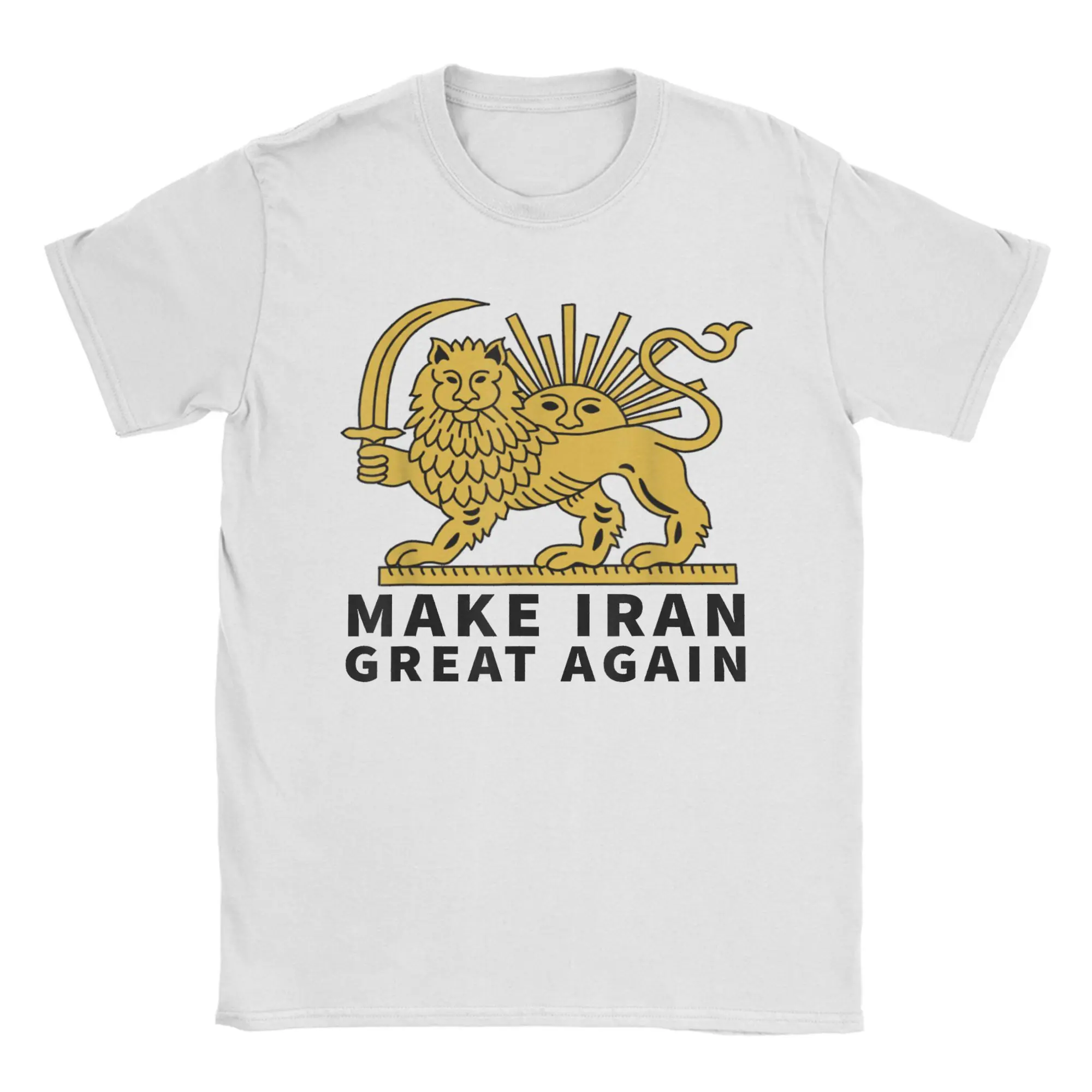 Camiseta Make Iran Great Again con León Persa y Sol Shiro MIGA para Hombre, Camisetas Divertidas de Algodón con Cuello Redondo y Manga Corta, Regalo