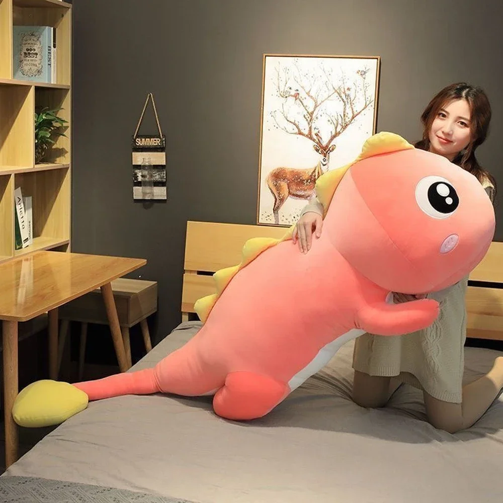 Juguete de peluche de dinosaurio grande para niños, almohada de tres colores para dormir, cama bonita, sofá, muñeca de tela súper suave, regalo para
