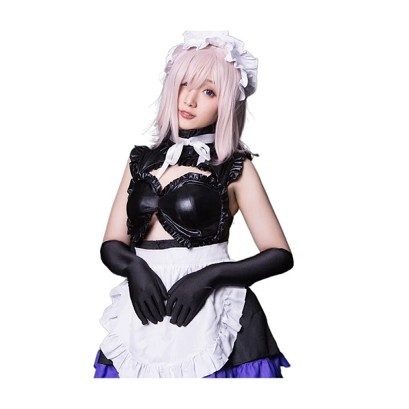 Anime Fate Grand Order Mash Kyrielight Cosplay Costume Wig FGO Sexy Lolita Maid Dress Anime Cosplay Halloween Party Outfits