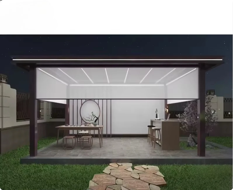 Any Size Custom Outdoor Rainproof Aluminum Gazebo With LED Lights Remote Control Rustproof Durable For Garden Patio Yard