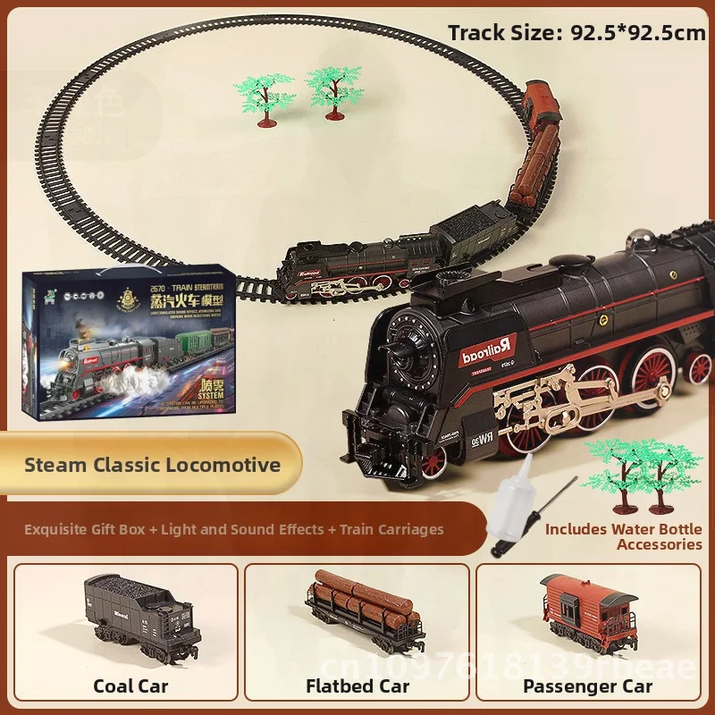 

Fenming 621 Children's Electric Train Set Retro Steam Themed Track Model Toy for Boys Portable Gift Box Packaging Plastic