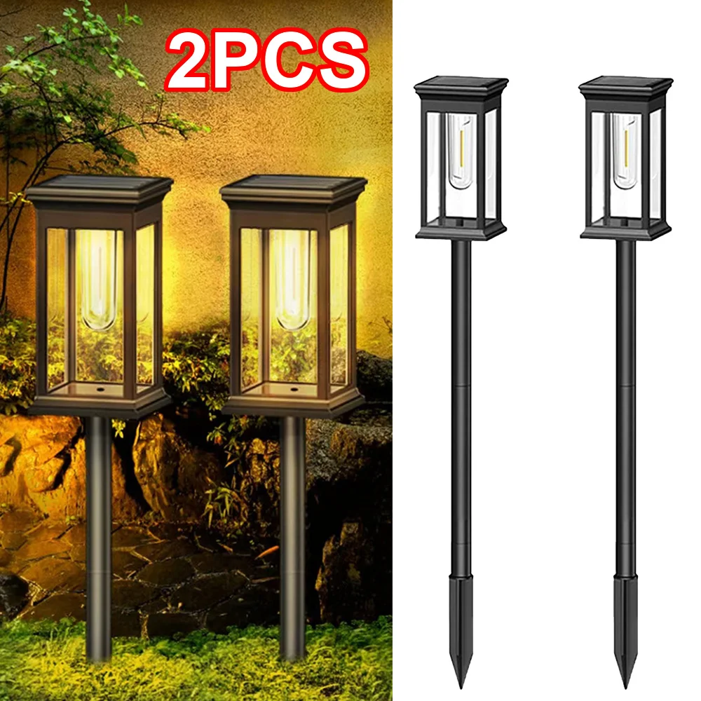 2Pcs LED Solar Pathway Lights Garden Tungsten Filament Bulb Waterproof Outdoor Landscape Lamp for Yard Lawn Driveway Walkway 조명