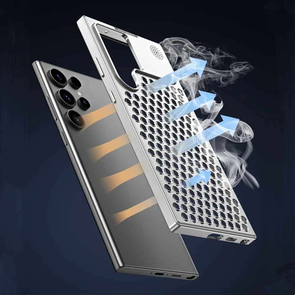 Metal Heat Dissipation Phone Cases For Samsung Galaxy S23 Ultra Breathable Perfume Shockproof Cover For Samsung Galaxy S22 Ultra