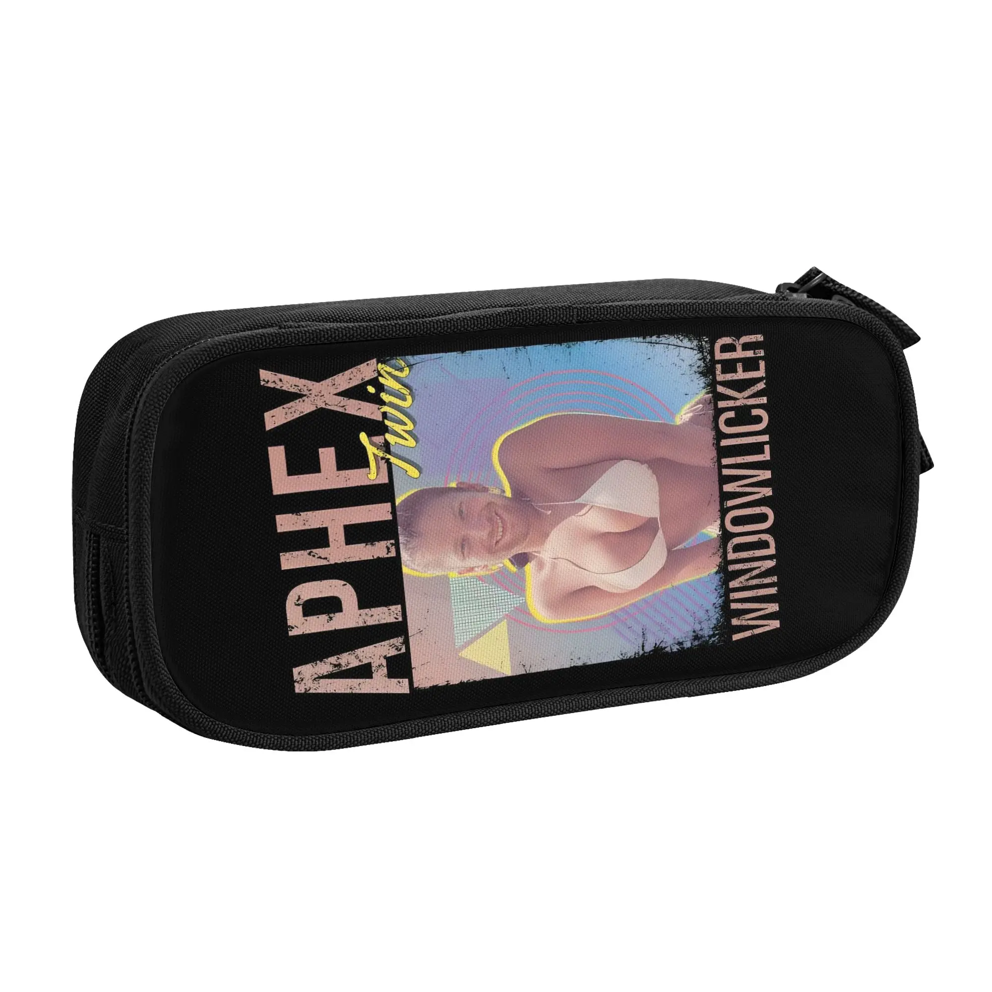 Cute Aphex Twin Electronic Music Pencil Case for Boys Girls British Musician Composer Large Capacity Pen Bag Box School Supplies