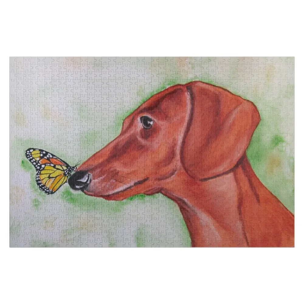 Butterfly Kissed Dachshund Jigsaw Puzzle Custom Wood Customized Kids Gift Personalized Gift Ideas Custom With Photo Puzzle