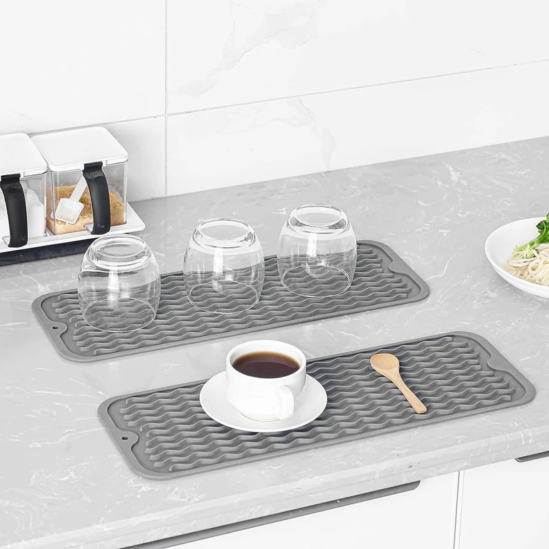Tappetino per asciugare i piatti per uso multiplo, facile da pulire, ecologico, tappetino in silicone resistente al calore per bancone della cucina Grigio-B Durevole