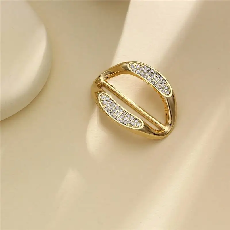 Gold Color Special Shaped Buckles Rhinestone Ornaments Summer Silk Scarf Buckles for Women view 3