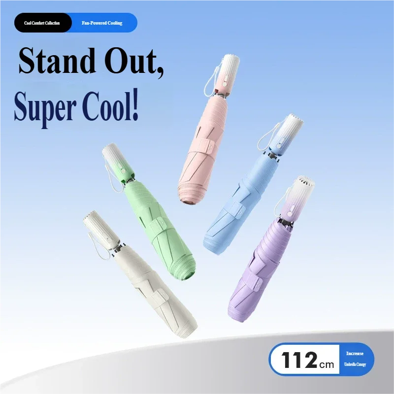 New Large and Ultra-Light Umbrella, Sun and Rain Proof, Foldable Sunshade Umbrella with Fresh and Clean Color Matching and USB F