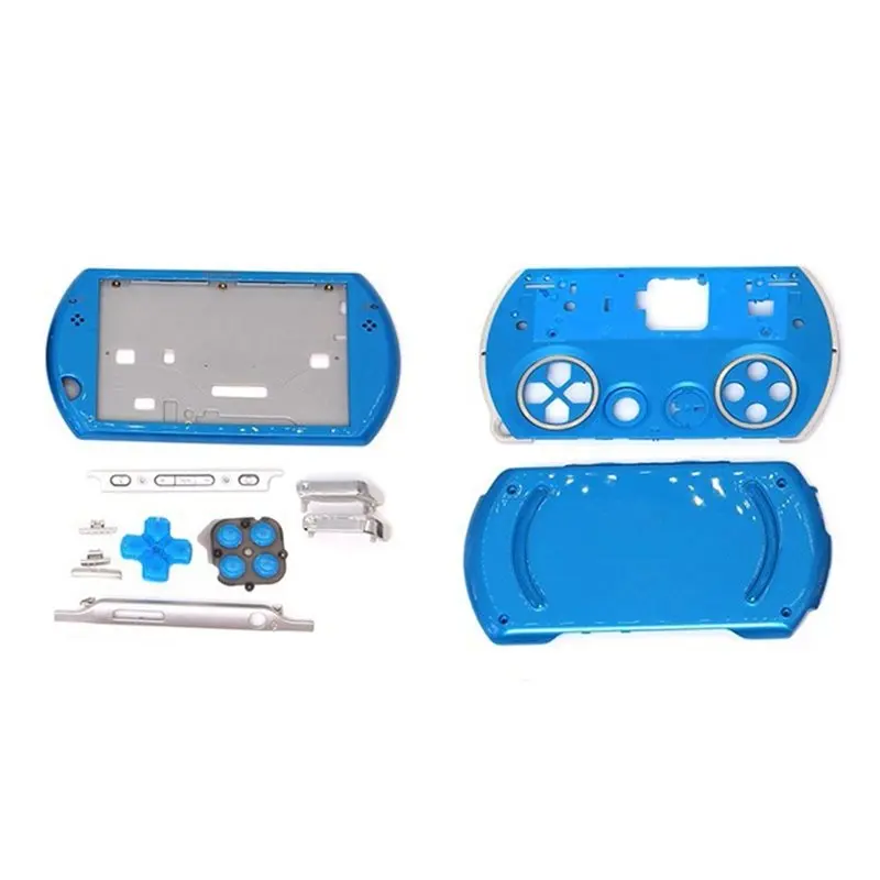 DTB7 Replacement Housing Case Kit with Buttons Sticker for SONY PSP GO Game Console, Blue ABS Shell Cover for PSP GO Repair