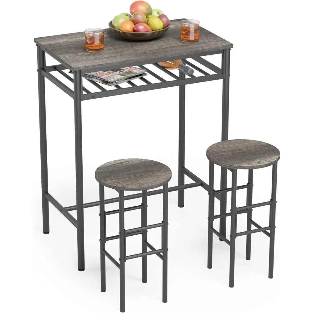 

2-Seater Counter Height Kitchen Bar Set: Space-Saving Bistro Table with Stools