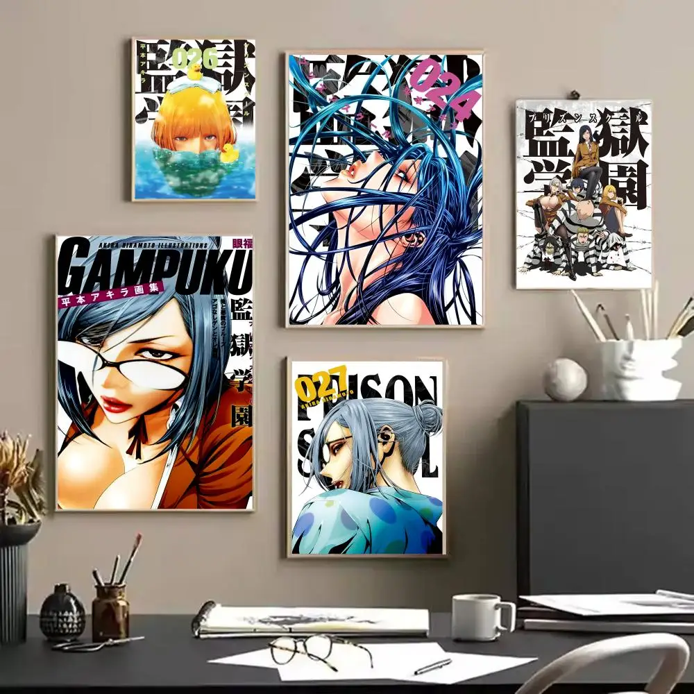 Anime P-Prison S-School Painting Calligraphy Frameless Canvas Poster Wall Art Perfect For Hallway Home Decoration Holiday Gifts