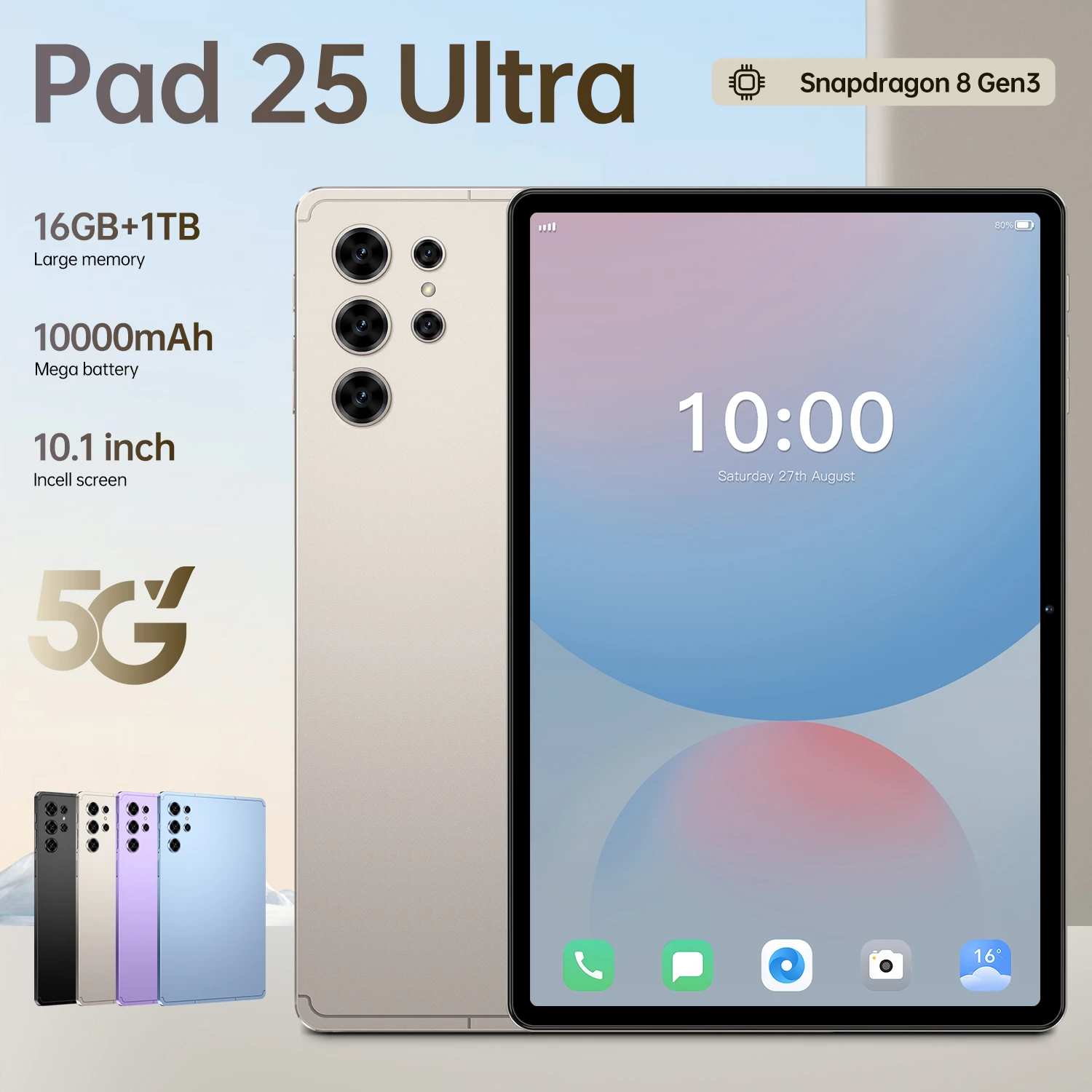 2026 Hot Sale Pad 25 Ultra Original Global Version New Tablet PC Snapdragon 10.1inch HD Screen 10000mAh 5G Dual Card WiFi