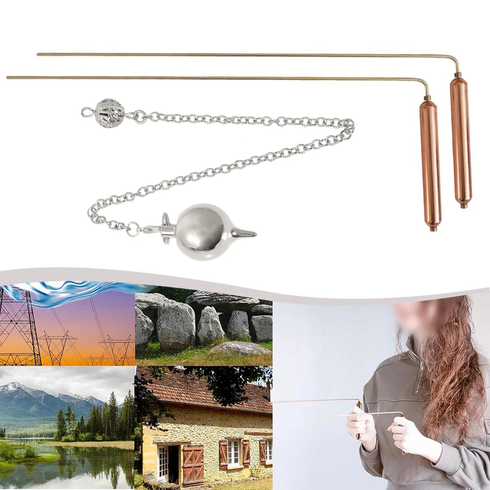 Copper Divining Rods Metal Detector Dowsing Rods For Water Gold Treasure Hunting Geobiology Prospecting Tools With Pendulum view 5
