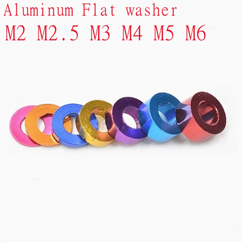 20pcs M2 M2.5 M3 M4 M5 M6*0.5mm To 3mm Corlorful Aluminum Flat Gasket Washer For Rc Part