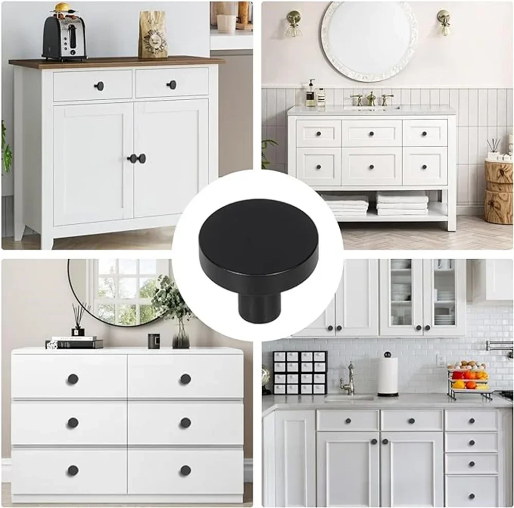 Wardrobe Pulls Round Cupboard Door Knobs Modern Simple Drawer Small Knobs Multiple Funiture Cabinet Handles Black 12pcs