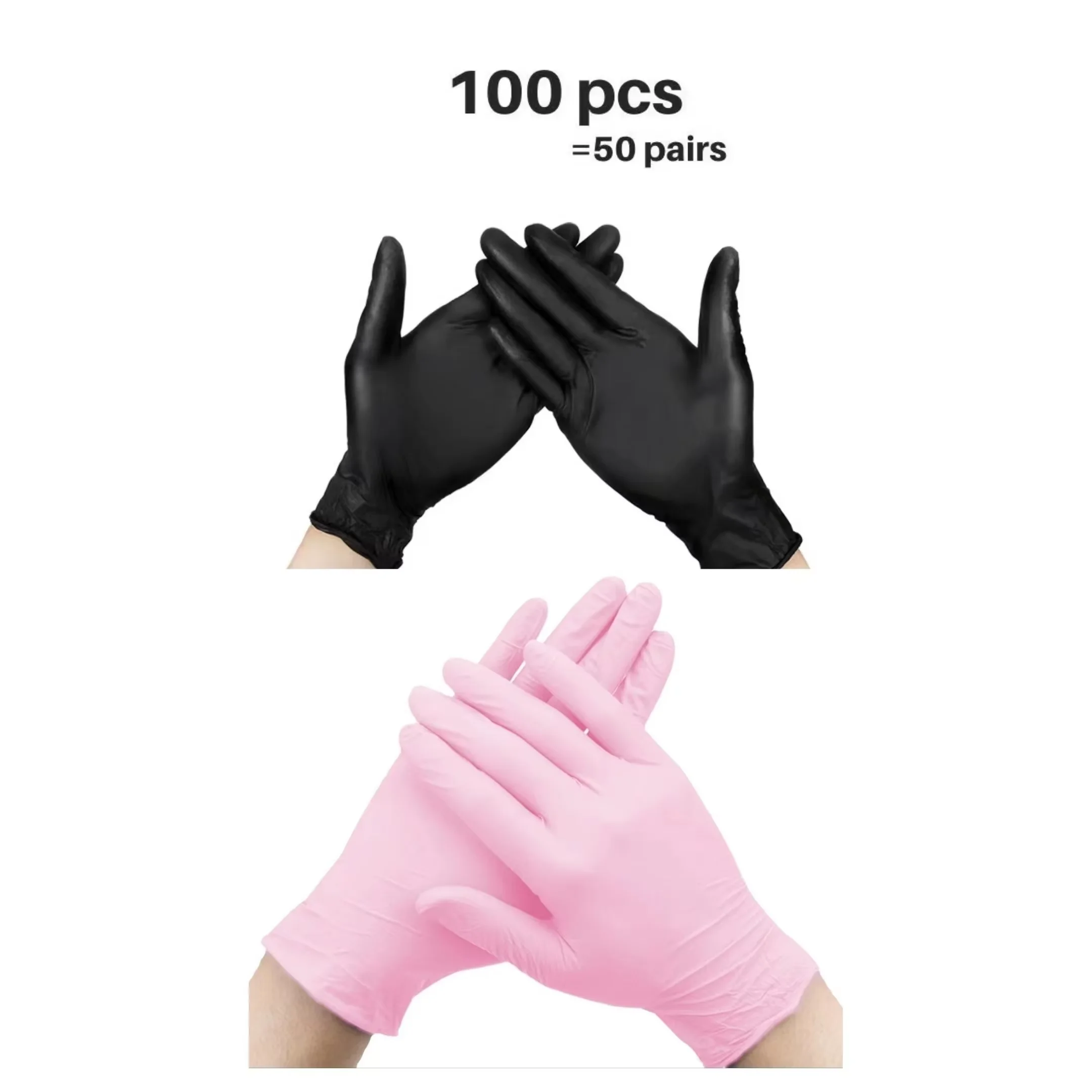 Tattoo Nitrile Gloves 100Pcs S/M/L Black/Pink Puncture Resistant Non-Sterile Gloves for Tattoo Studio Cleaning Tattoo Accessorie
