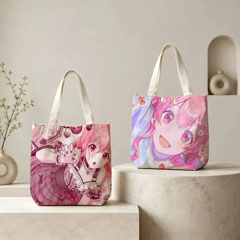 Airi Momoi C-Cute Tote Bag for Women Reusable Shopping Tote Bag Zippered Shoulder Bags Print
