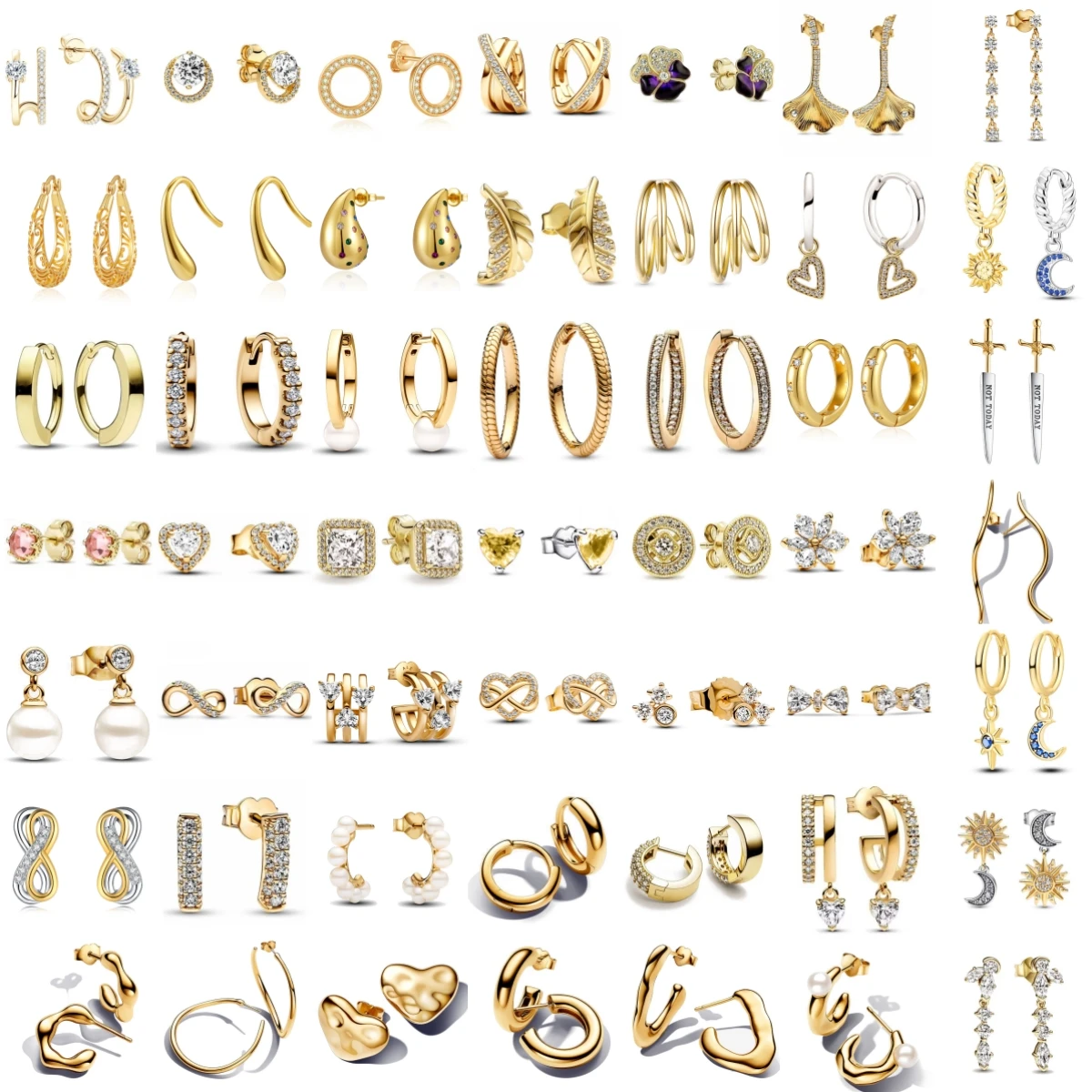 Nuevos pendientes de plata 925 chapados en oro de 18 quilates con forma de flor y perla de sol y Luna, accesorios de regalo de joyería fina Diy Glamour originales para mujer