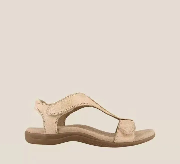 Neue Sommer-Sandalen für Damen mit dicker Sohle und Keilabsatz, leichte und bequeme Schuhe mit Klettverschluss, Leder-Patchwork-Sandalen – Detail 7