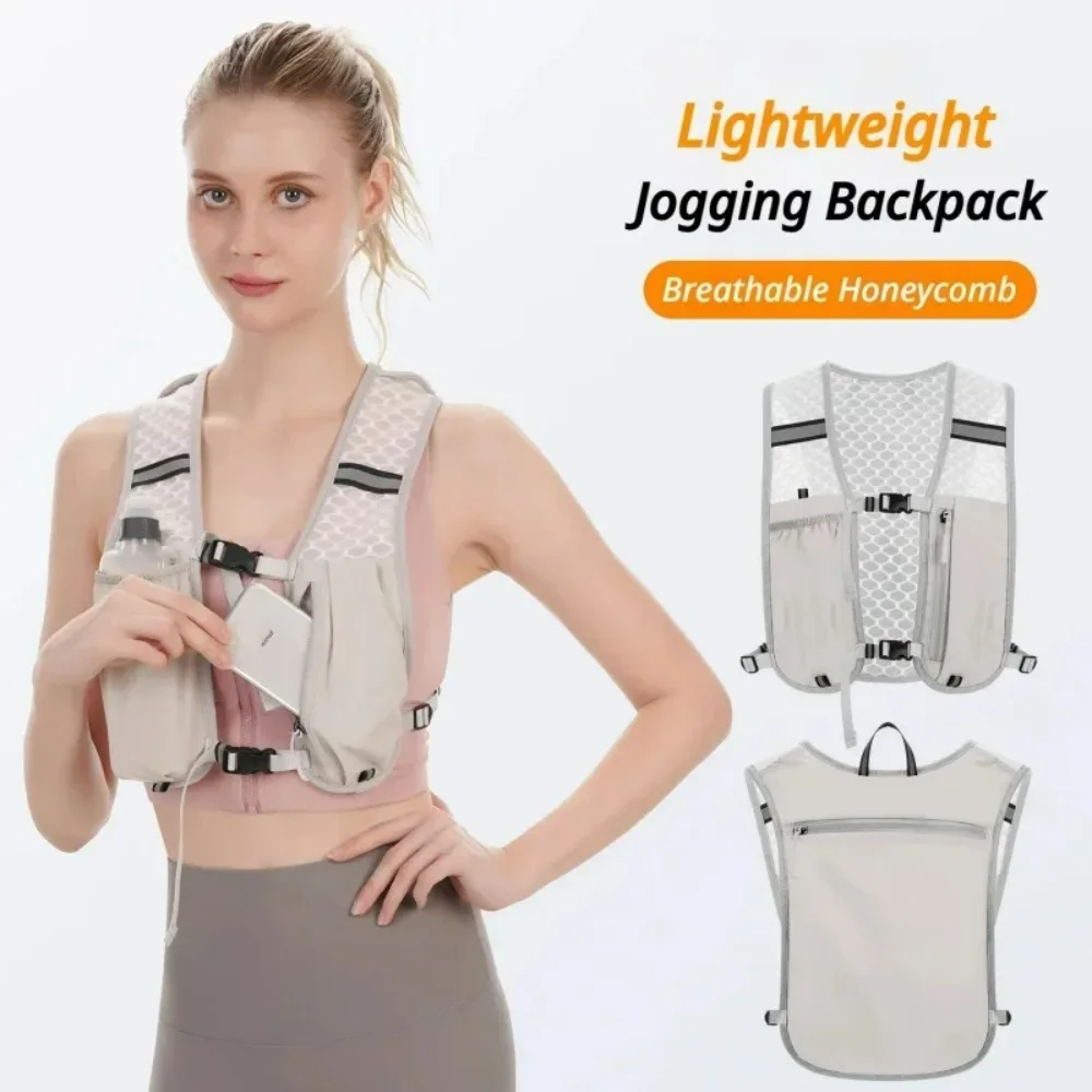 Chaleco de Ciclismo y Running con Almacenamiento, Mochila Ligera para Correr, Chaleco Reflectante con Hidratación, Riñonera para Agua, Bolsillo para Teléfono