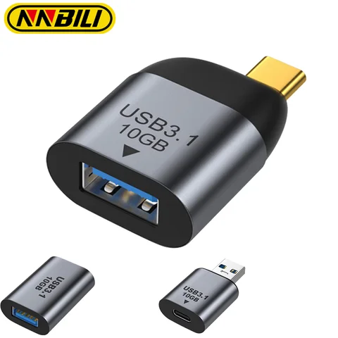 NNBILI USB To Type C Adapter USB 3.1 OTG Adapter Mobile Phone Laptop Fast Charg Converter 10Gb Data Transfer Cable Connector
