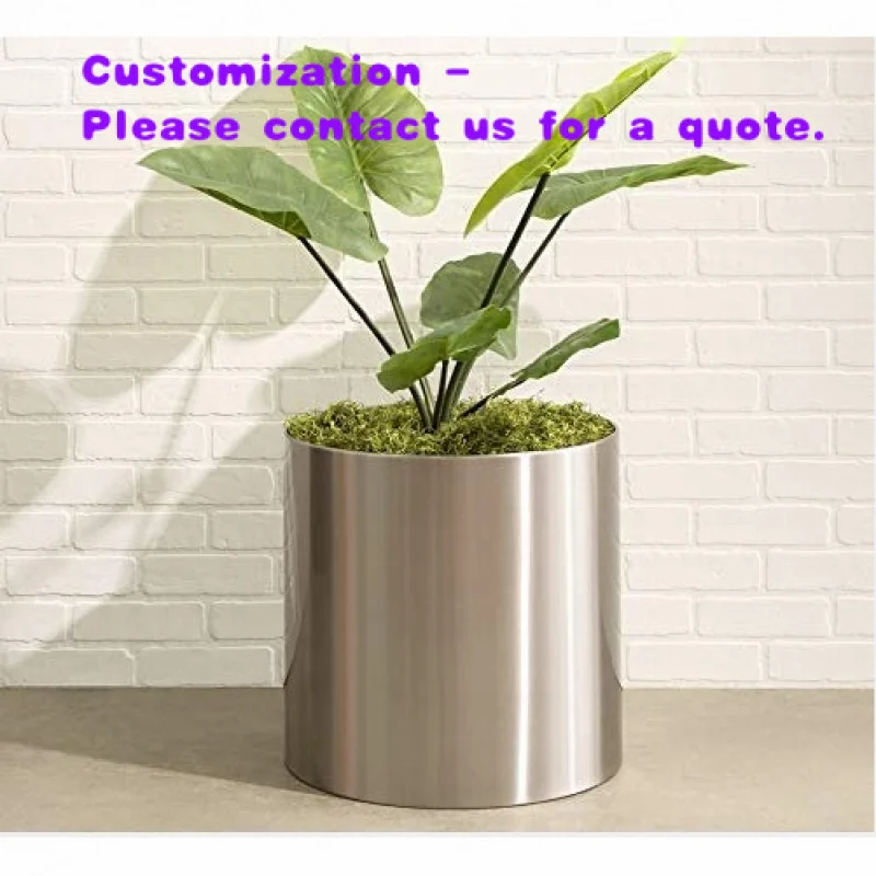 

custom.Best Quality Cylindrical Stainless Steel Flower Pots Planter Outdoor Decorative Pots Planter