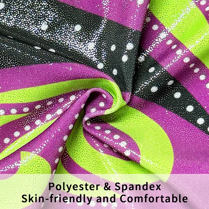 ملابس الجمباز بدون أكمام للفتيات من قطعة واحدة مطبوعة بالزهور اللامعة مع شورت هيربان