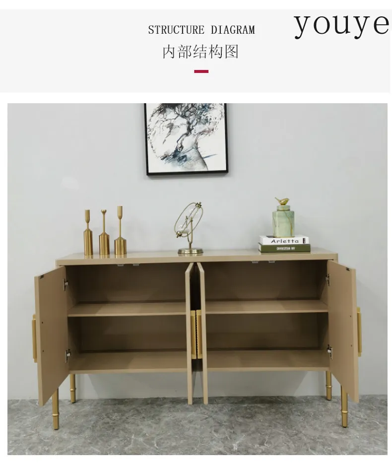 ef Light luxury porch cabinet baking paint modern simple entrance foyer living room dining side cabinet solid wood locker