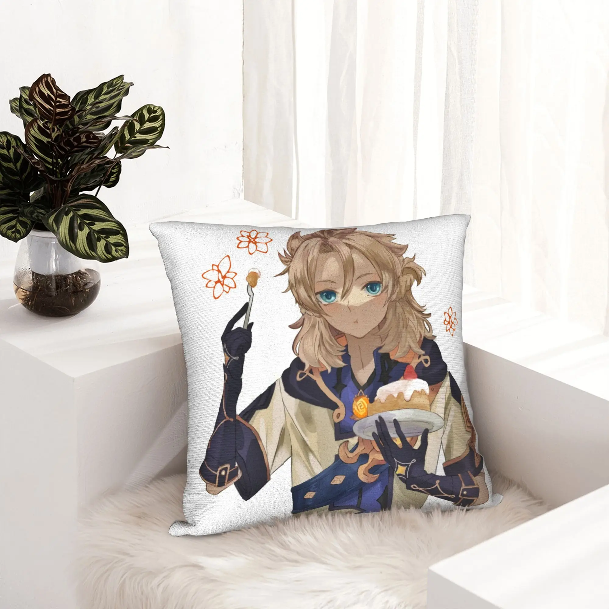 Albedo Genshin Impact Pillowcase Printing Polyester Cushion Cover Decor  Throw Pillow Case Cover Seater Zippered 40X40cm