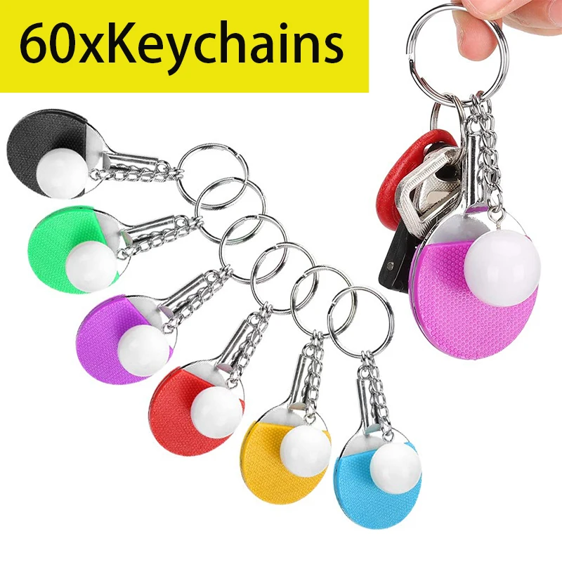 

60Pcs Table Tennis Ball Pendants Key Holder Key Chain Women Key Ring Pendant Sports Small Gift Car Accessories