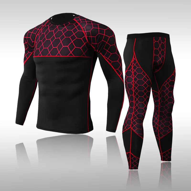 Conjuntos de roupa interior térmica de esqui masculino esportes secagem rápida funcional compressão treino de fitness camisas apertadas compressão