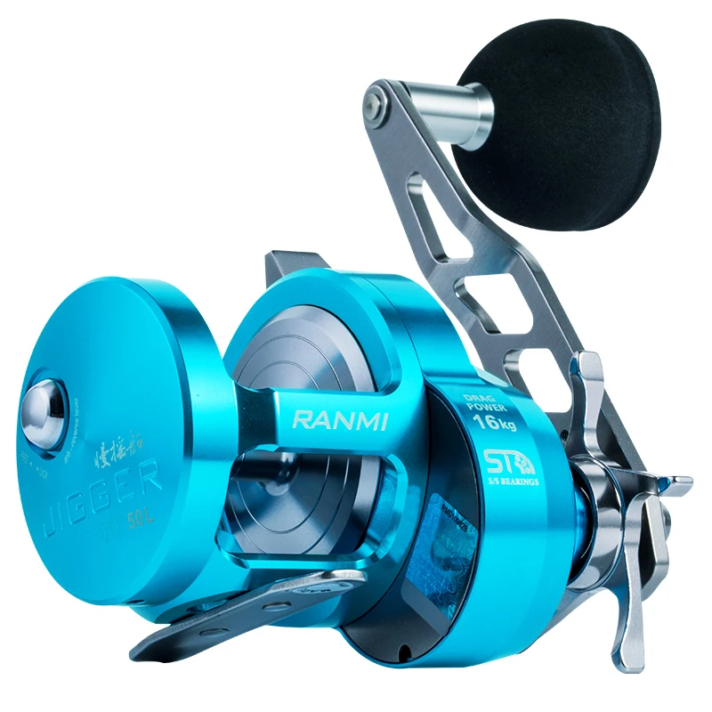 

2021 RANMI JIGGER BT 50 Reel Fishing Wheel Max Drag 16KG Gear Ratio 5.1:1 8+1BB Fight Shark Slow Jigging Reels