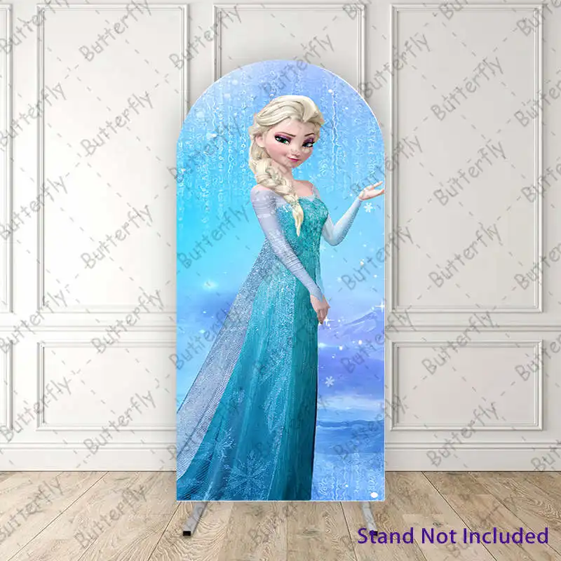 Dreamy Elsa Princess Blonde Snow Disney Frozen Custom Arch Photography Backdrop Cover Girls Birthday Party Background Decoration