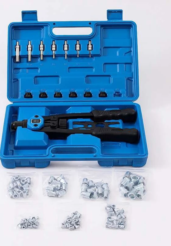 Double Hand Rivnut Tool Kit, Metric M3 to M12 Blind Rivet Nuts, 110pcs 150pcs Assortment with Plastic Box