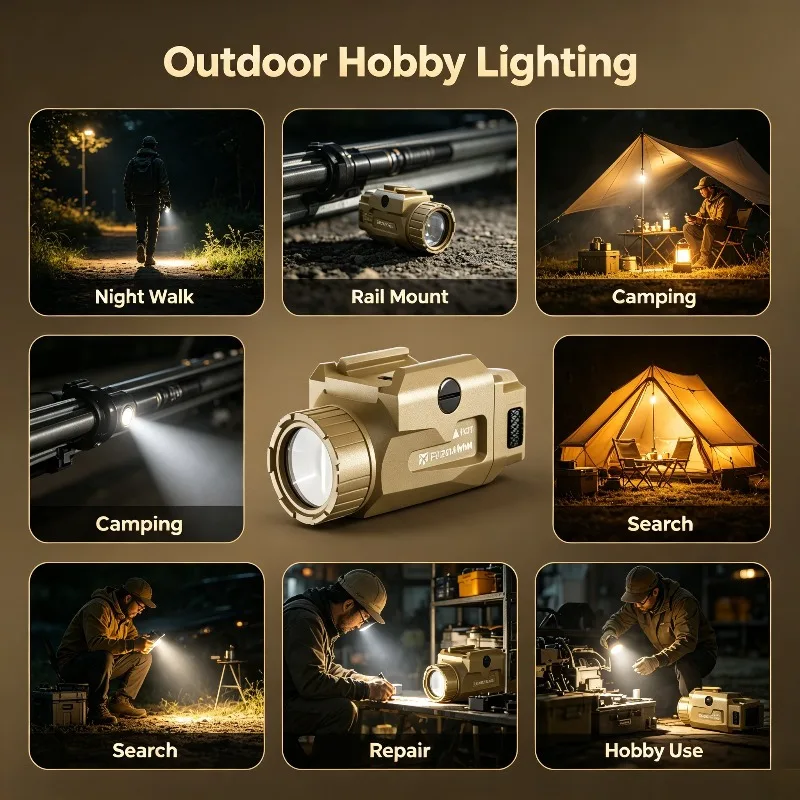 800LM LED Flashlight USB Rechargeable Lighting Fixture Quick Release Bracket Outdoor Leisure Equipment