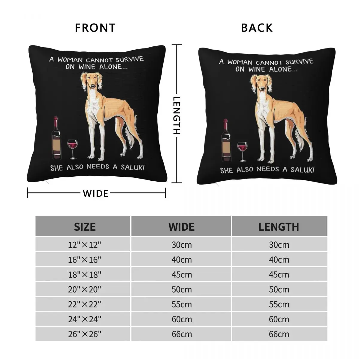 Saluki And Wine Funny Dog Pillowcase Polyester Linen Velvet Printed Zip Decorative Throw Pillow Case Bed Cushion Case 18