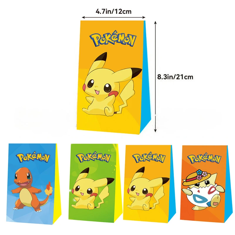 Novos sacos de festa pikachu pokemon festa presente saco pikachu caixa de doces decoração de festa de aniversário crianças chá de bebê favor fontes de festa