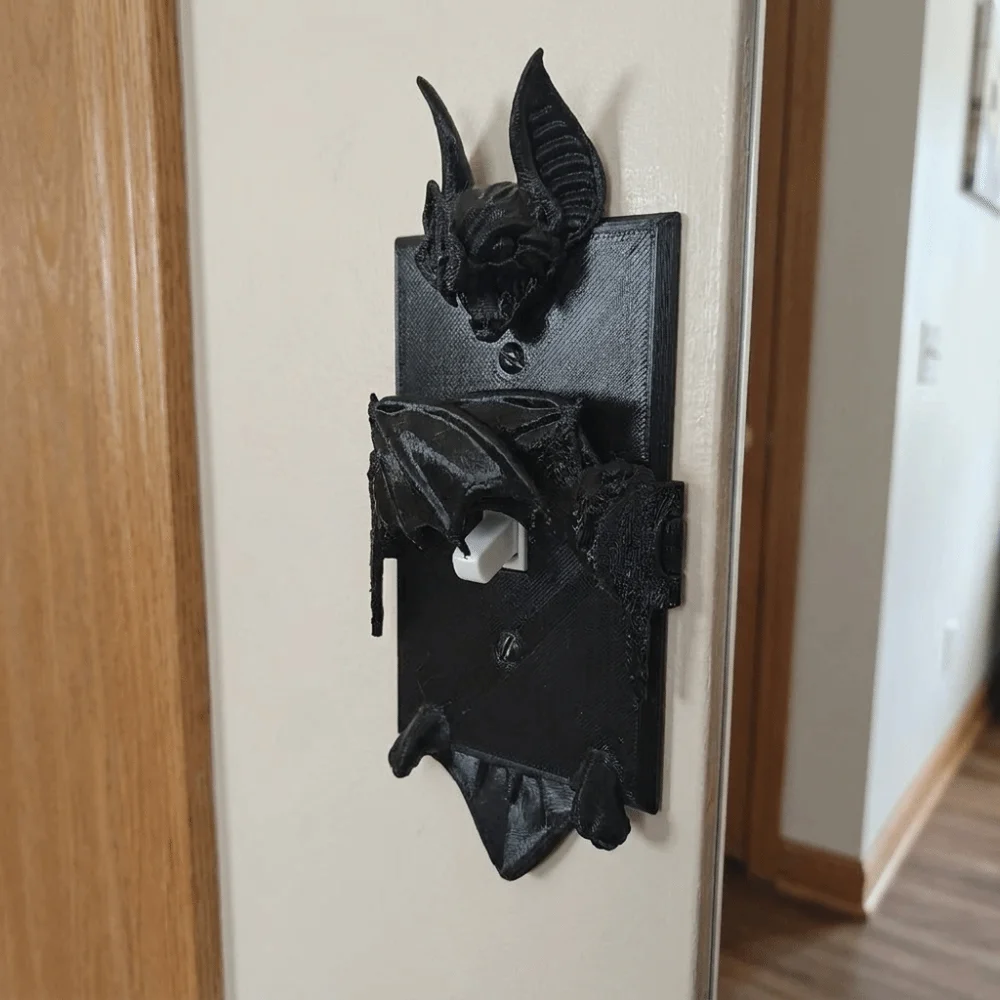 3D Printed Bat Light Switch Guard Covers Creative Gothic Style Switch Panels Decorative Movable Plastic Switch Frame Cover