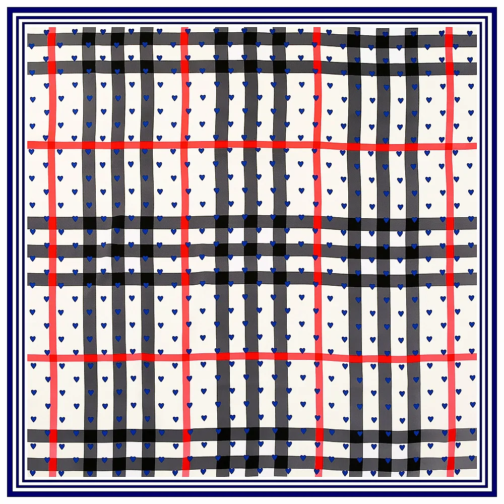 

Summer Versatile Large Scarf Women's Casual Sunscreen Heart Plaid Shawl Decorative Silk Korean Style Wide 130cm for All Ages