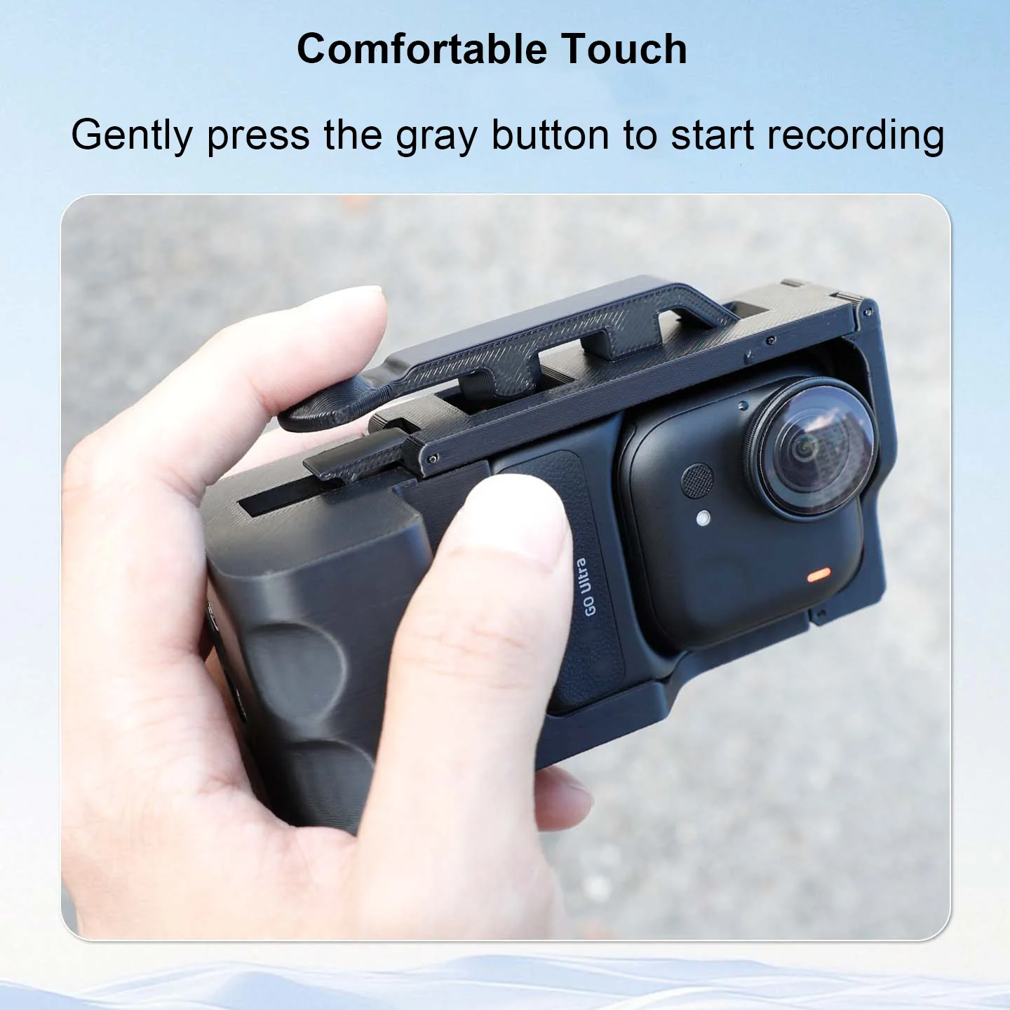 

Camera Shooting Grip Holder for Insta360 Go Ultra, Street Vlog Handle Bracket Protective Frame Case with Lanyard Accessories