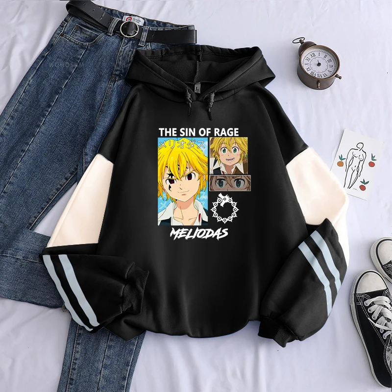 Anime The Seven Deadly Sins Meliodas Cool Cartoon Printed Hoodies Men Casual Harajuku Dragon's Sin of Wrath Manga Sweatshirts