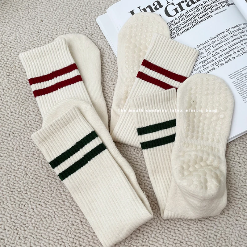 New Fashion Vintage Striped Cotton Breathable Yoga Socks Anti-slip Pilates Socks Dance Fitness Training Socks Sports Socks