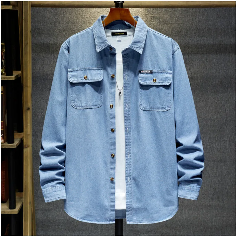 Pure Cotton Long Sleeve Denim Shirt Men's Workwear Anti-Heat Wear-resistant Labor Protection Clothing for Welding on Construc...