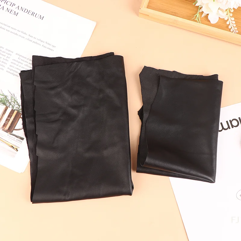 [YU]Black Color Soft Genuine Leather Fabric Sheet Real Goat Skin Piece Sewing Leather Material thickness 0.6mm