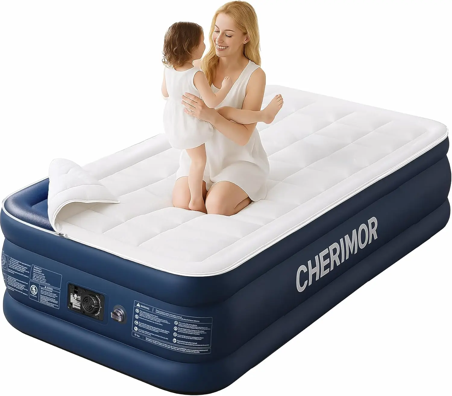 

Twin XL Air Mattress with Built-in Pump & Quilted Topper, 80" Length, Fast Inflation, 500lbs Support for Guest, Camping & Home
