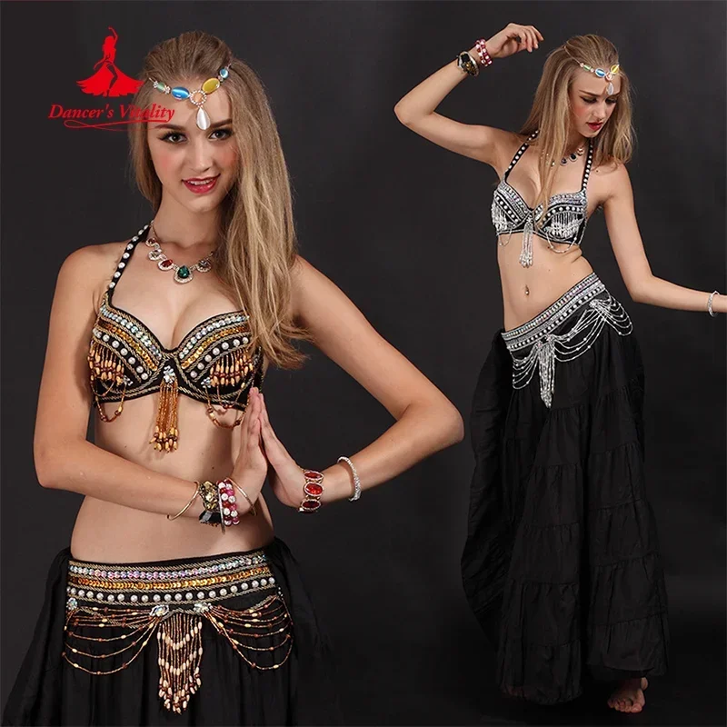 

Belly Dancing Performance Costume for Women Customized Light Luxury AB Stones Tassel Set Oriental Dance Competition Clothing