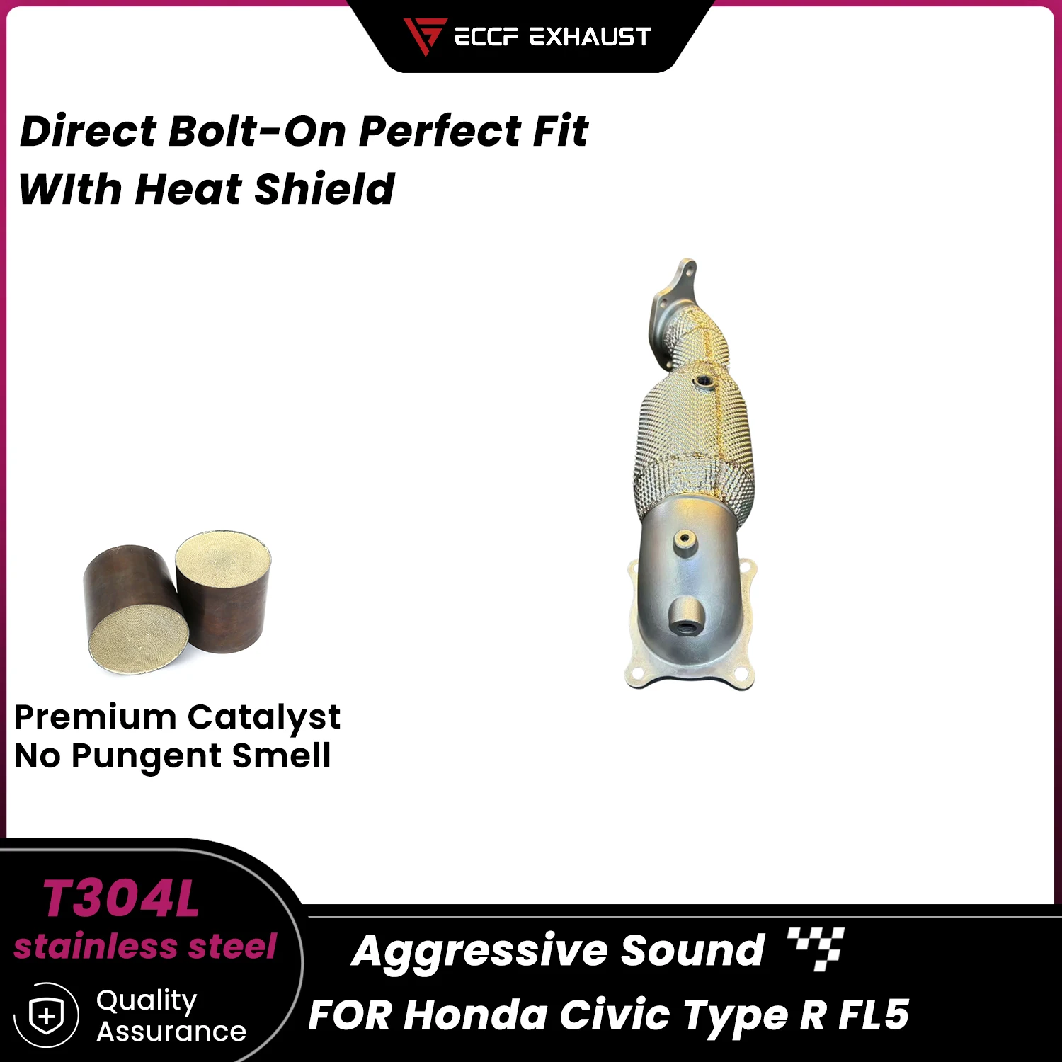 أنبوب سفلي رياضي مع درع حراري لهوندا سيفيك نوع R FL5 صوت عادم عدواني تدفق عالي سهل التركيب