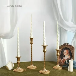 Retro Gold Spiral Candlestick Holders Candlestick Stand Home Decoration Candlelight Dinner Table Romantic Wedding Ornaments